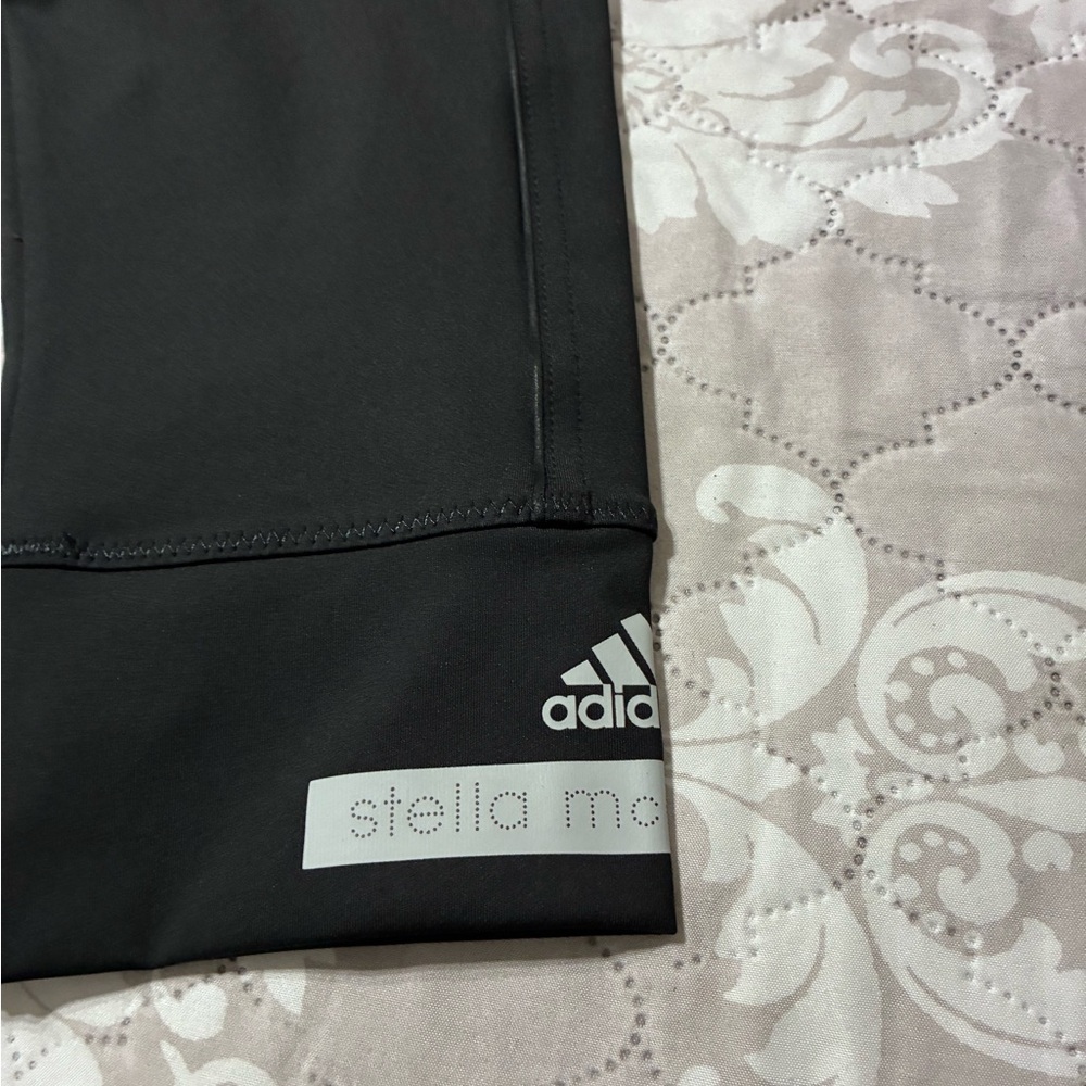 adidas Black 3/4 Athletic Tights with Tag Detail